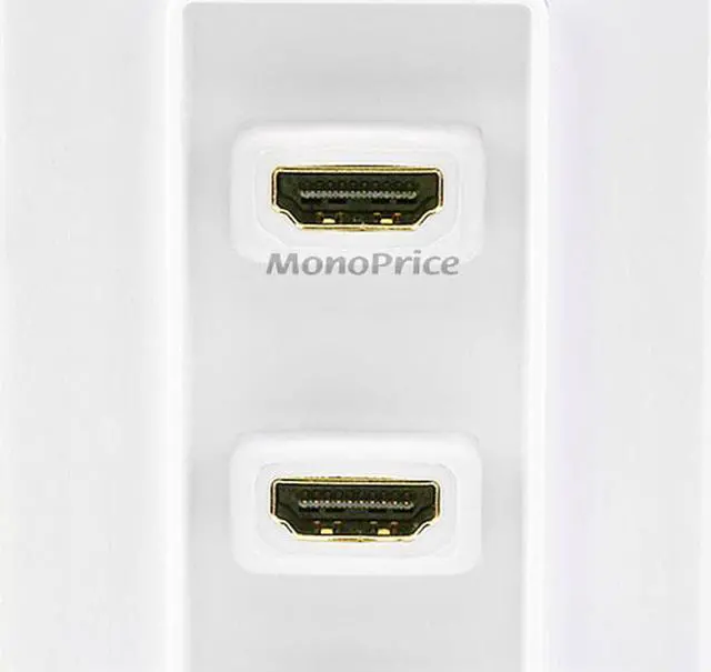 Alt view image 5 of 5 - Monoprice 7332 Two-Piece Inset Wall Plate with 4 Inch Built-in Flexible High Speed HDMI Cable With Ethernet - Dual Port