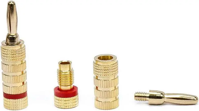 Alt view image 2 of 7 - Monoprice High Quality Gold Plated Speaker Banana Plugs – 5 Pairs – Closed Screw Type, For Speaker Wire, Home Theater, Wall Plates And More