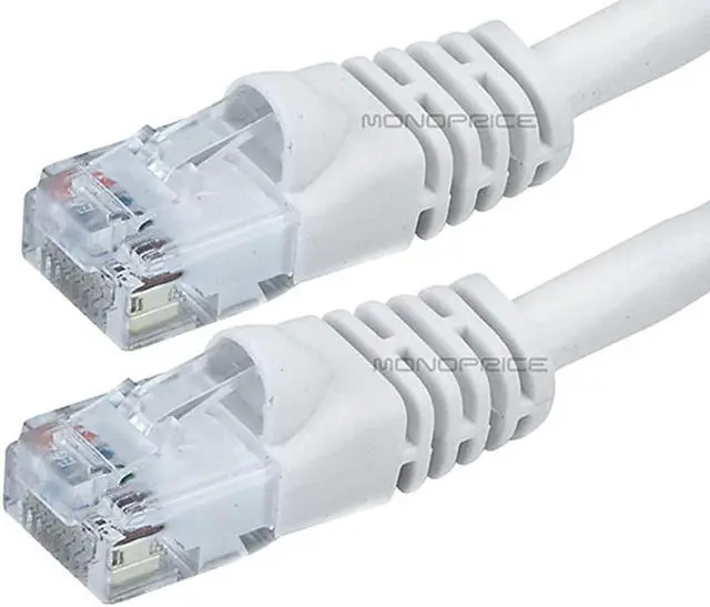 Alt view image 3 of 13 - Monoprice Cat6 Ethernet Patch Cable - Network Internet Cord - RJ45, Stranded, 550Mhz, UTP, Pure Bare Copper Wire, 24AWG, 2ft, White