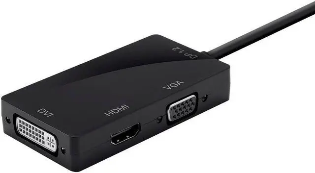 Alt view image 3 of 12 - Monoprice DisplayPort 1.2a to 4K HDMI, Dual Link DVI, and VGA Passive Adapter, Black (112802)