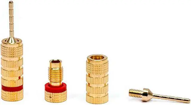 Alt view image 6 of 9 - Monoprice High Quality Gold Plated Speaker Pin Plugs - 5 Pairs - Pin Screw Type, For Speaker Wire, Home Theater, Wall Plates And More