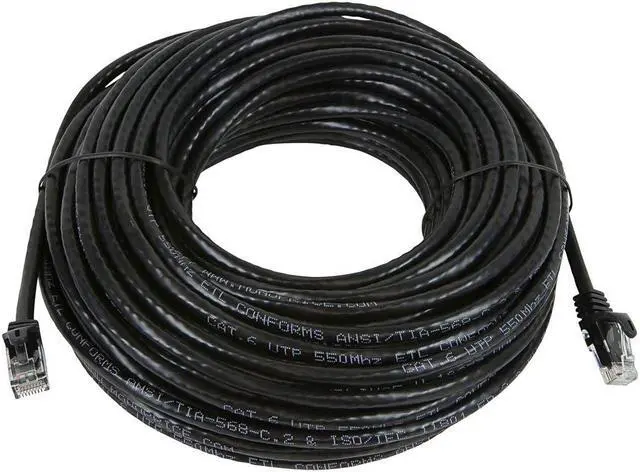 Alt view image 10 of 15 - Monoprice Cat5e Ethernet Patch Cable - 75 Feet - Black | Network Internet Cord - Snagless RJ45, Stranded, 350Mhz, UTP, Pure Bare Copper Wire, 24AWG - Flexboot Series