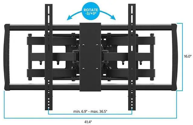 Alt view image 2 of 15 - Monoprice Premium Full Motion TV Wall Mount Bracket Low Profile For 60" To 100" TVs up to 176lbs, Max VESA 900x6