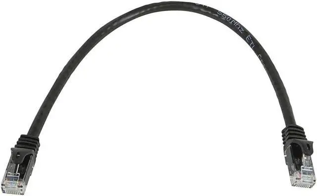 Alt view image 2 of 7 - Monoprice Cat6 Ethernet Patch Cable - 0.5 Feet - Black | Network Internet Cord - RJ45, Stranded, 550Mhz, UTP, Pure Bare Copper Wire, 24AWG - Flexboot Series