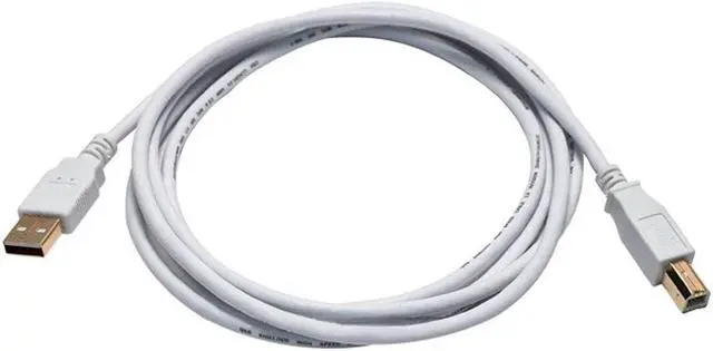 Main image of Monoprice USB 2.0 Cable - 6 Feet - White | USB Type-A Male to USB Type-B Male, 28/24AWG, Gold Plated