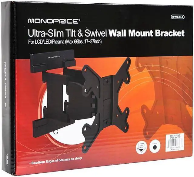 Alt view image 5 of 11 - Monoprice Ultra Low-Profile Full Motion TV Wall Mount For 40" To 75" TVs up to 110lbs, Max VESA 400x400, Works with Concrete, Brick, and Wooden Studs