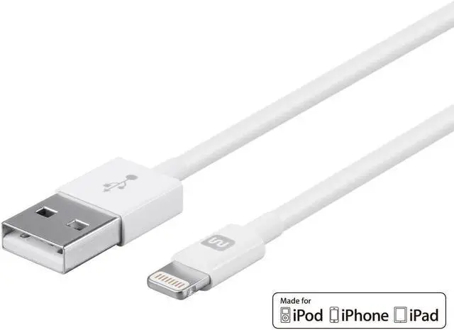 Alt view image 2 of 11 - Monoprice Apple MFi Certified Lightning to USB Charge & Sync Cable - 3 Feet - White | iPhone X, 8, 8 Plus, 7, 7 Plus, 6, 6 Plus, 5S - Select Series