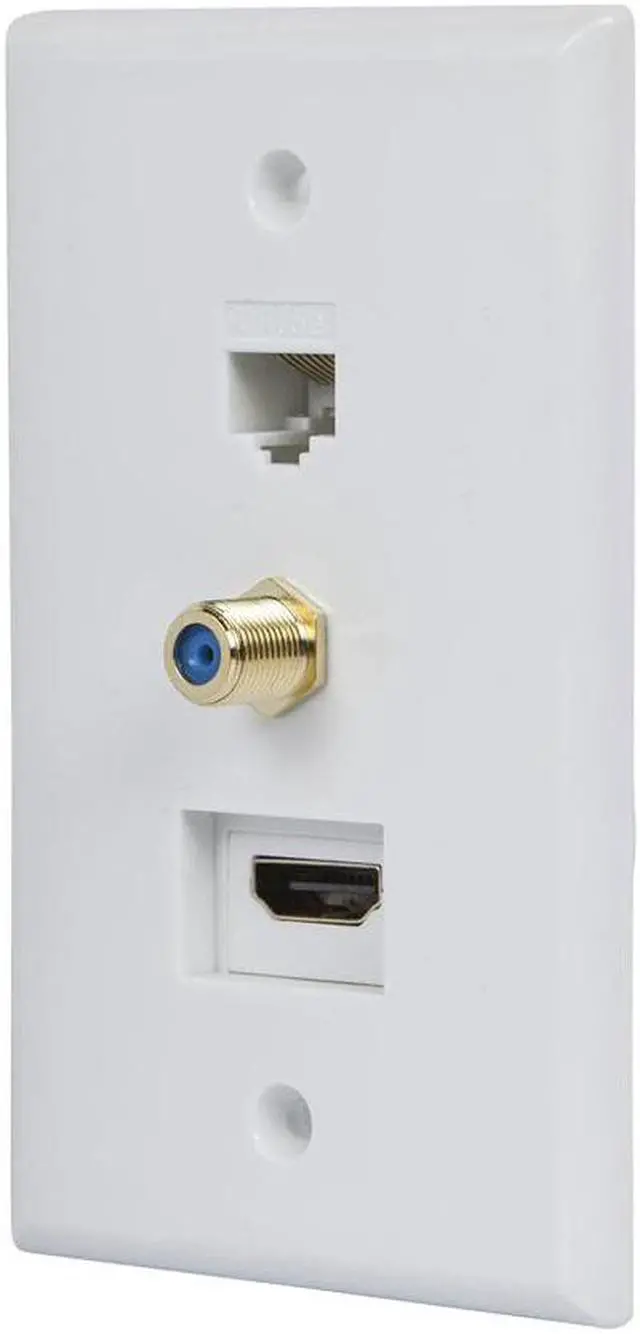 Main image of Monoprice Recessed HDMI Wall Plate With 1* HDMI F/F Adapter, 1*RJ45 Cat5e Coupler & 1* F Connector | Gold Plated