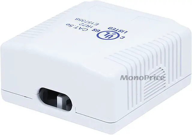 Alt view image 2 of 9 - Monoprice 2-port Cat5e Surface Mount Box - White