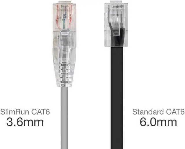 Alt view image 2 of 20 - Monoprice Cat6 Ethernet Patch Cable - 5 feet - Gray | Snagless RJ45 Stranded 550MHz UTP CMR Riser Rated Pure Bare Copper Wire 28AWG - SlimRun Series