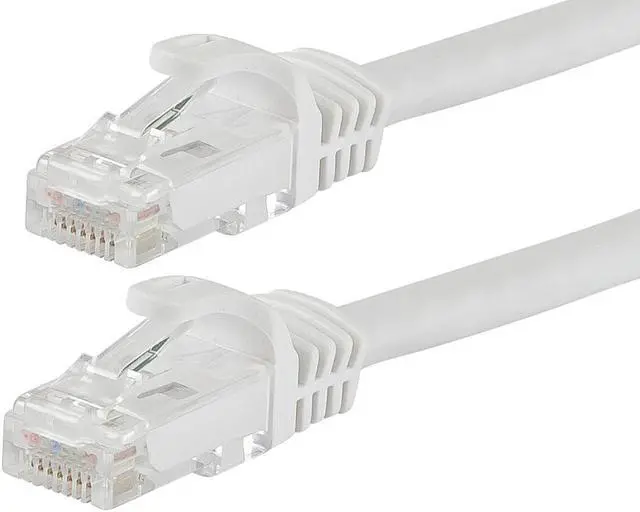 Main image of Monoprice Cat6 Ethernet Patch Cable - 7 Feet - White | Network Internet Cord - Snagless RJ45, Stranded, 550Mhz, UTP, Pure Bare Copper Wire, 24AWG - Flexboot Series