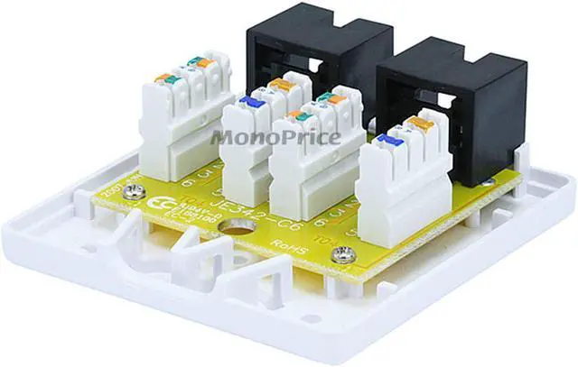 Alt view image 3 of 11 - Monoprice 2-port Cat6 Surface Mount Box - White
