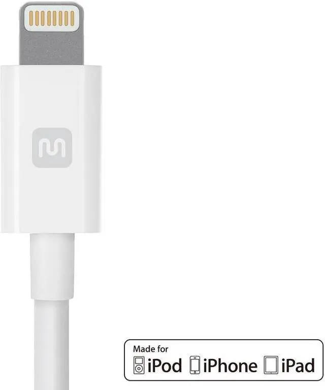 Alt view image 4 of 7 - Monoprice Apple MFi Certified Lightning to USB Charge & Sync Cable - 6 Feet - White | iPhone X, 8, 8 Plus, 7, 7 Plus, 6, 6 Plus, 5S - Select Series