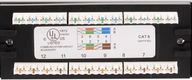 Alt view image 3 of 14 - Monoprice 24-Port Cat6 Patch Panel, 110 Type (568A/B Compatible) Black Painted Steel Panel, UL Listed