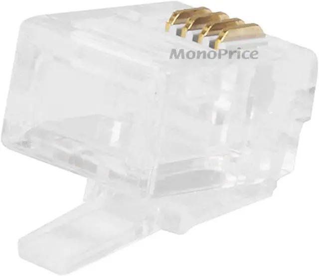 Alt view image 2 of 4 - Monoprice 50-pcs RJ11 6P4C Plug for Flat Stranded Cable