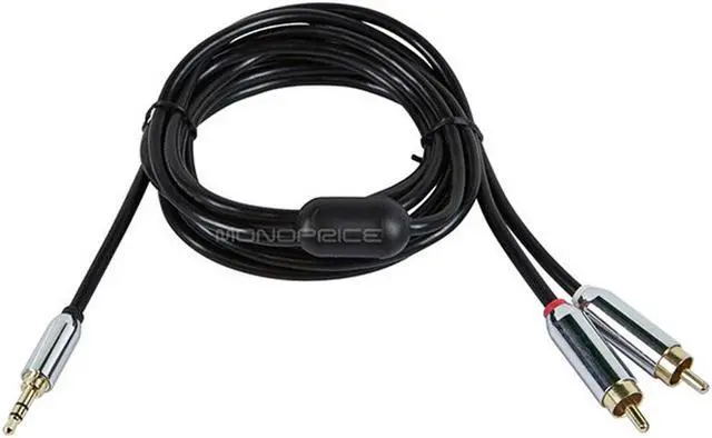 Alt view image 3 of 3 - Monoprice 10ft Designed for Mobile 3.5mm Stereo Male to RCA Stereo Male (Gold Plated) - Black