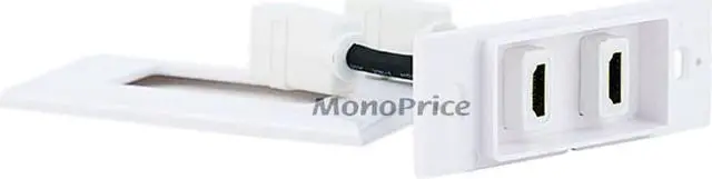 Alt view image 3 of 5 - Monoprice 7332 Two-Piece Inset Wall Plate with 4 Inch Built-in Flexible High Speed HDMI Cable With Ethernet - Dual Port