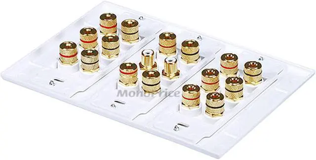 Alt view image 2 of 8 - Monoprice 3-Gang 8.2 Surround Sound Distribution Coupler Wall Plate
