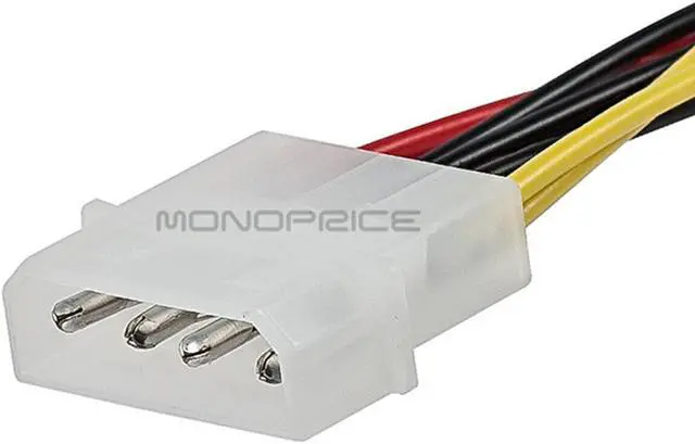 Alt view image 3 of 9 - Monoprice 108800 6-Inch SATA Serial ATA Splitter Power Cable 1 x 5.25 to Two 2 15-Pin SATA Power Connector