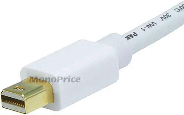 Alt view image 5 of 13 - Monoprice 6ft Gold Plated 32AWG Mini DisplayPort to DisplayPort Cable - White