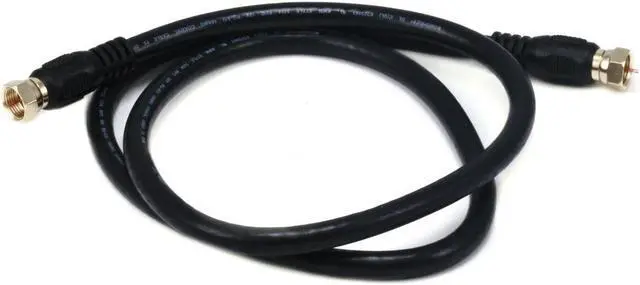 Main image of Monoprice 3ft RG6 (18AWG) 75Ohm, Quad Shield, CL2 Coaxial Cable with F Type Connector - Black
