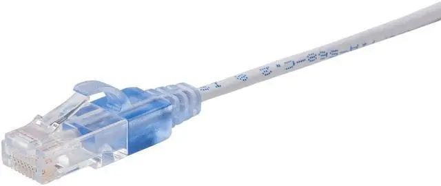 Alt view image 2 of 6 - Monoprice SlimRun Cat6A Ethernet Patch Cable - Network Internet Cord - RJ45, 550Mhz, UTP, Pure Bare Copper Wire, 10G, 30AWG, 3ft, White, 10-Pack