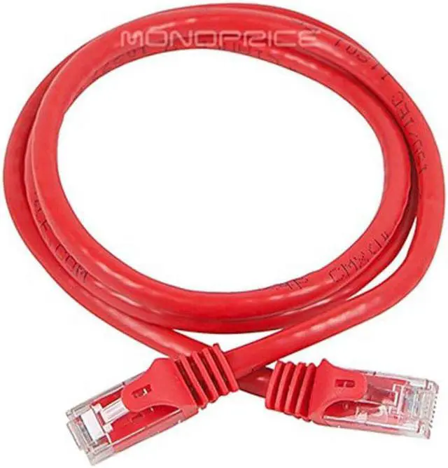 Alt view image 2 of 6 - Monoprice Cat6 Ethernet Patch Cable - 3 Feet - Red | Network Internet Cord - RJ45, Stranded, 550Mhz, UTP, Pure Bare Copper Wire, 24AWG - Flexboot Series