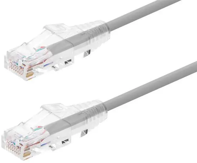 Main image of Monoprice Cat6 Ethernet Patch Cable - 2 feet - Gray | Snagless RJ45 Stranded 550MHz UTP CMR Riser Rated Pure Bare Copper Wire 28AWG - SlimRun Series