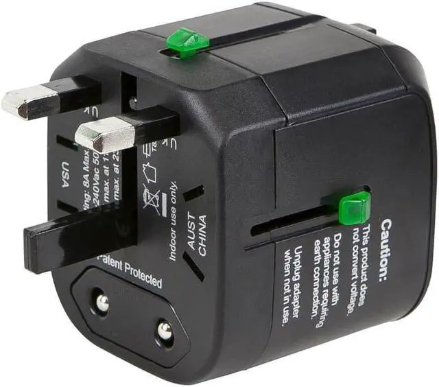Alt view image 4 of 11 - Monoprice Universal Travel Adapter - Black, For NEMA 1-15 (US), CEE 7/16 Europlug (EU), BS 1363 (UK), AS/NZS 3112 (Australia, New Zealand, China)