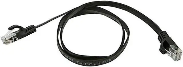 Alt view image 3 of 10 - Monoprice Cat5e Ethernet Patch Cable - 2 Feet - Black | Network Internet Cord - RJ45, Flat,Stranded, 350Mhz, UTP, Pure Bare Copper Wire, 30AWG