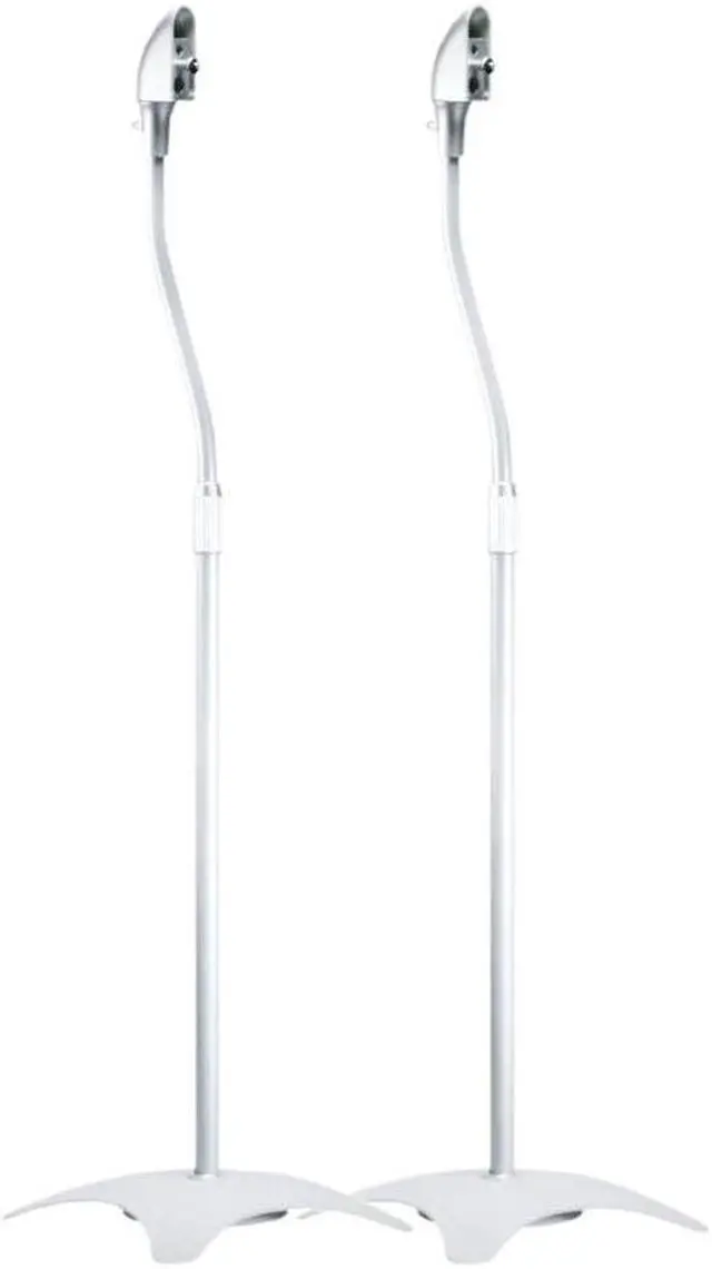 Main image of Monoprice Satellite Speaker Floor Stands - Silver (Pair) Supports Up to 5 Lbs. Each, Height Adjustable (26.8 to 43.3 Inches)