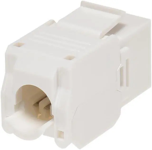 Alt view image 2 of 5 - Monoprice Cat6 RJ45 Toolless 180-Degree Keystone Jack for 22-24AWG Solid Wire, White