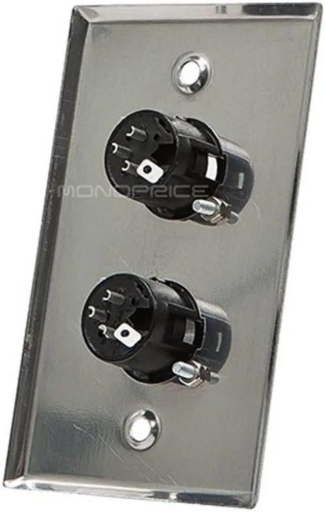 Alt view image 4 of 8 - Monoprice 2-port 3-pin XLR Male Zinc Alloy Wall Plate