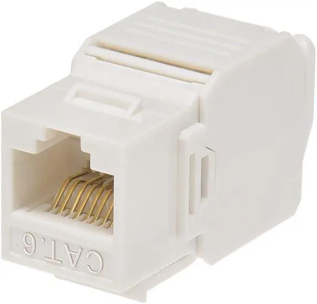 Main image of Monoprice Cat6 RJ45 Toolless 180-Degree Keystone Jack for 22-24AWG Solid Wire, White