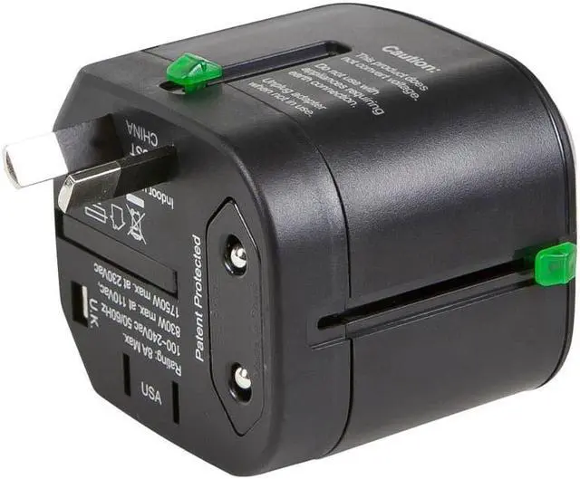 Alt view image 5 of 11 - Monoprice Universal Travel Adapter - Black, For NEMA 1-15 (US), CEE 7/16 Europlug (EU), BS 1363 (UK), AS/NZS 3112 (Australia, New Zealand, China)