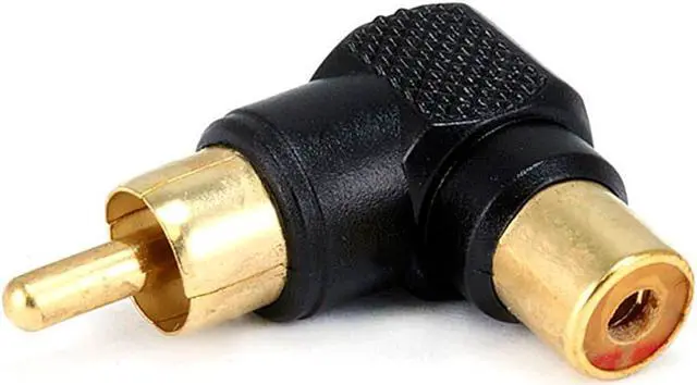 Alt view image 3 of 4 - Monoprice RCA Plug to RCA Jack Adapter, Gold Plated (Right Angle)