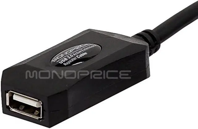 Alt view image 2 of 12 - Monoprice USB 2.0 Extension Cable - 16 Feet - Black | USB Type-A Male to Type-A Female, Active, 20/28AWG, Repeater, Kinect & PS3 Move Compatible