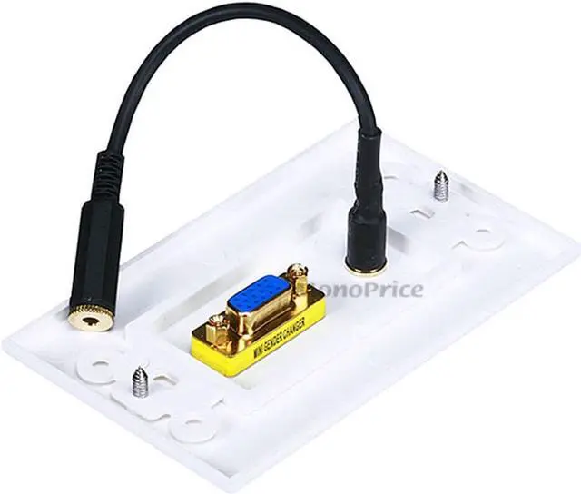 Alt view image 2 of 5 - Monoprice Gold Plated SVGA + 3.5mm Stereo Audio Coupler Wall Plate