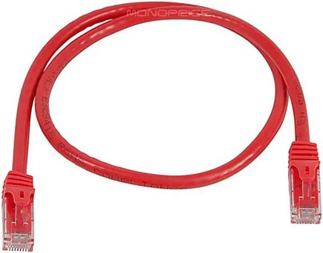 Alt view image 2 of 8 - Monoprice Cat6 Ethernet Patch Cable - 2 Feet - Red | Network Internet Cord - RJ45, Stranded, 550Mhz, UTP, Pure Bare Copper Wire, 24AWG - Flexboot Series