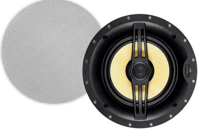 Alt view image 2 of 15 - Monoprice 2-Way Aramid Fiber Back Ceiling Speakers - 8 Inch - Black With Covered Crossover (Pair), Removable And Paintable Grille