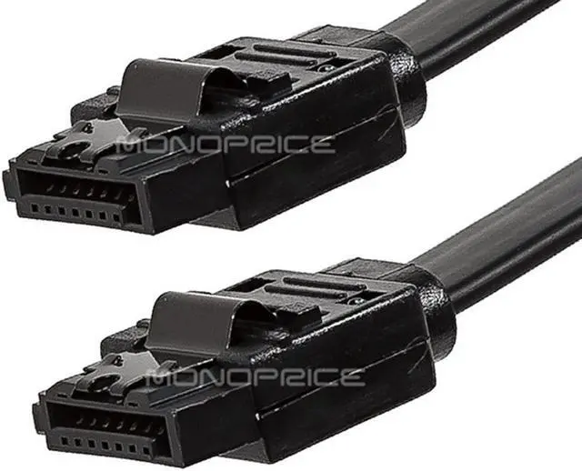 Alt view image 2 of 7 - Monoprice 18-inch SATA III 6.0 Gbps Cable w/Locking Latch - Black
