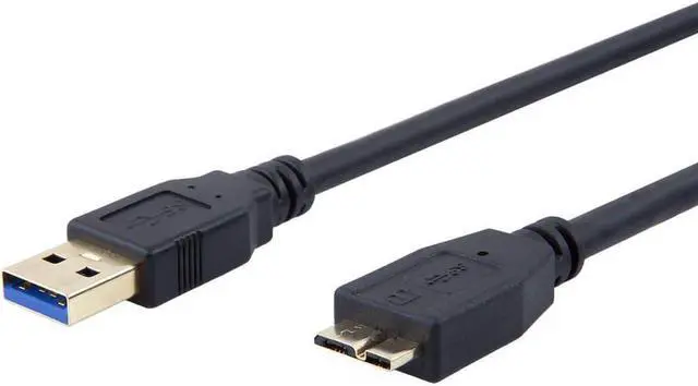 Alt view image 2 of 7 - Monoprice USB 3.0 Type-A Male to Micro Type-B Female Cable - 1.5 Feet - Black | Compatible with Android, Hard drives, Samsung, HTC, WD and More! - Select Series