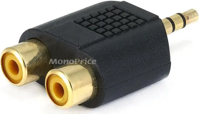 Alt view image 3 of 6 - Monoprice 3.5mm TRS Stereo Plug to 2x RCA Jack Splitter Adapter, Gold Plated