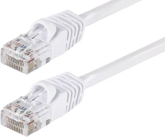 Main image of Monoprice Cat5e Ethernet Patch Cable - Network Internet Cord - RJ45, Stranded, 350Mhz, UTP, Pure Bare Copper Wire, 24AWG, 14ft, White