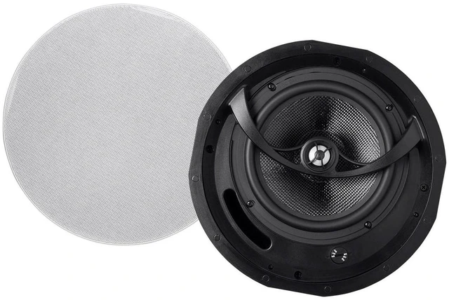 Main image of Monoprice Alpha 2-Way Carbon Fiber Ceiling Speakers - 8 Inch (Pair) With Paintable Magnetic Grille