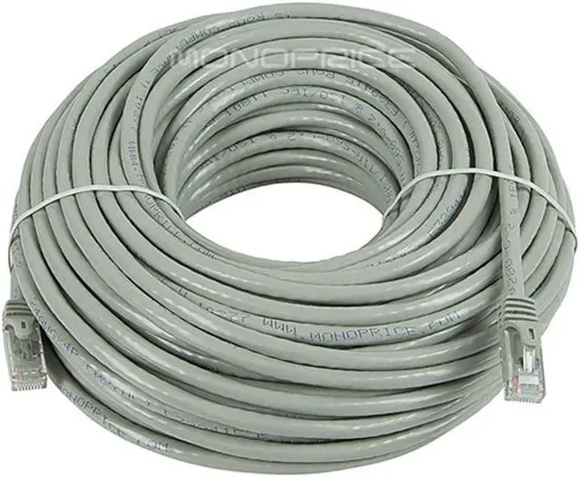 Alt view image 3 of 14 - Monoprice Cat6 Ethernet Patch Cable - 100 Feet - Gray | Network Internet Cord - RJ45, Stranded, 550Mhz, UTP, Pure Bare Copper Wire, 24AWG - Flexboot Series