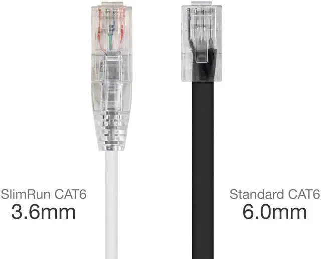 Alt view image 5 of 9 - Monoprice Cat6 Ethernet Patch Cable - 1 feet - White | Snagless RJ45 Stranded 550MHz UTP CMR Riser Rated Pure Bare Copper Wire 28AWG - SlimRun Series