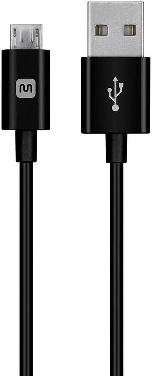Main image of Monoprice USB-A to Micro B Cable - 3 Feet - Black, Polycarbonate Connector Heads, 2.4A, 22/30AWG - Select Series