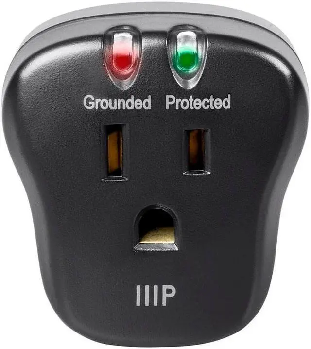 Alt view image 4 of 16 - Monoprice 1 Outlet Portable Mini Power Surge Protector Wall Tap - Black | UL Rated 540 Joules With Grounded And Protected Light Indicator