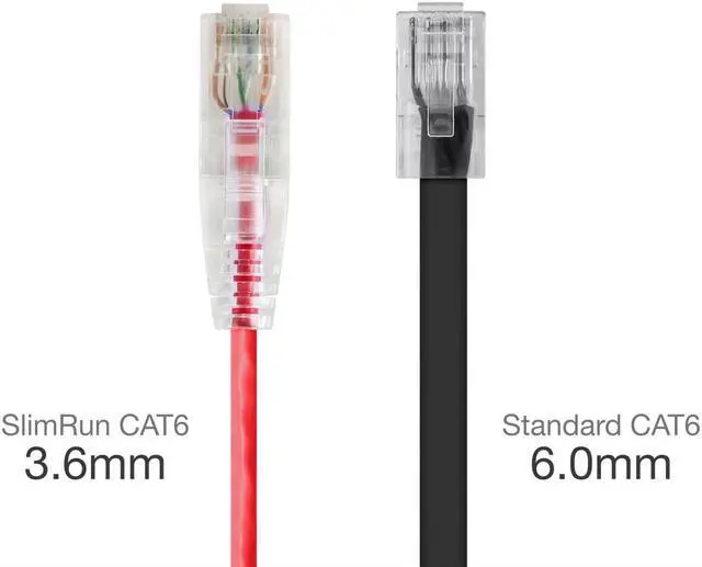 Alt view image 2 of 14 - Monoprice Cat6 Ethernet Patch Cable - 10 feet - Red | Snagless RJ45 Stranded 550MHz UTP CMR Riser Rated Pure Bare Copper Wire 28AWG - SlimRun Series